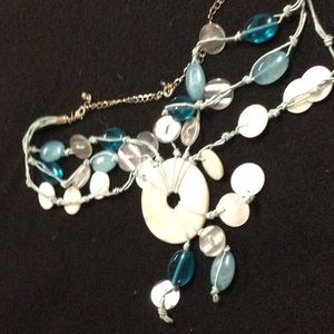 Avon Shell Necklace/ Earrings Gift Set Turquoise